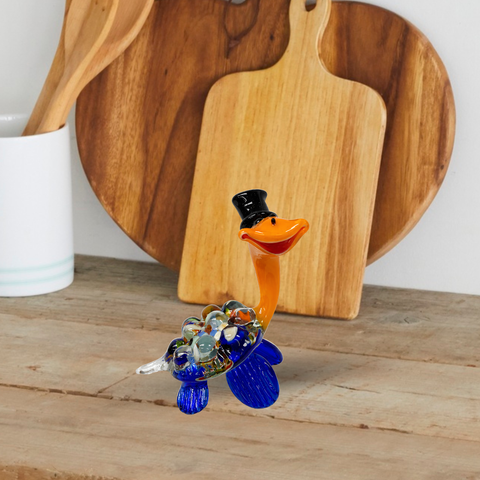 Blue Glass Turtle with Hat Figurine, Collectible Glass Turtle, Murano Quality Gift At A Fraction Of The Price, Handcrafted In Ukraine