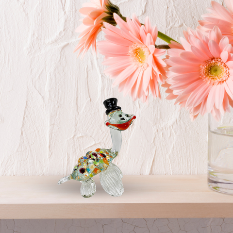 Clear Glass Turtle with Hat Figurine, Collectible Glass Turtle, Murano Quality Gift At A Fraction Of The Price, Handcrafted In Ukraine