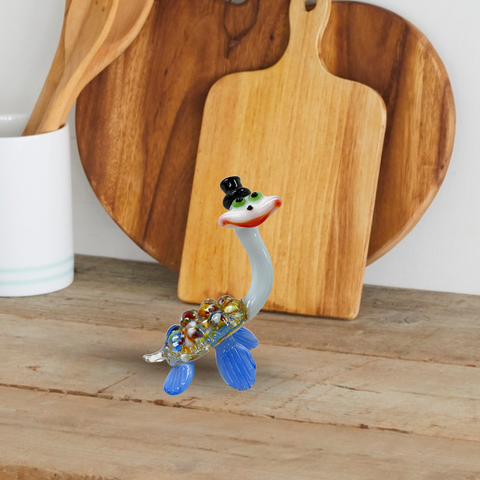 Light Blue Glass Turtle with Hat Figurine, Collectible Glass Turtle, Murano Quality Gift At A Fraction Of The Price, Handcrafted In Ukraine