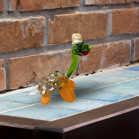Orange Glass Turtle with Hat Figurine, Collectible Glass Turtle, Murano Quality Gift At A Fraction Of The Price, Handcrafted In Ukraine