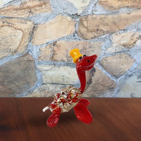 Red Glass Turtle with Hat Figurine, Collectible Glass Turtle, Murano Quality Gift At A Fraction Of The Price, Handcrafted In Ukraine