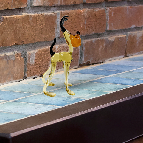 Glass Amber Great Dane Figurine, Collectible Glass Dog, Murano Quality Gift At A Fraction Of The Price, Handcrafted In Ukraine