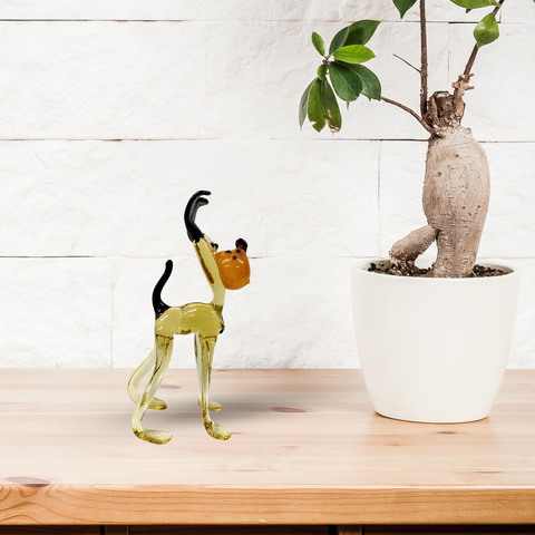 Glass Amber Great Dane Figurine, Collectible Glass Dog, Murano Quality Gift At A Fraction Of The Price, Handcrafted In Ukraine