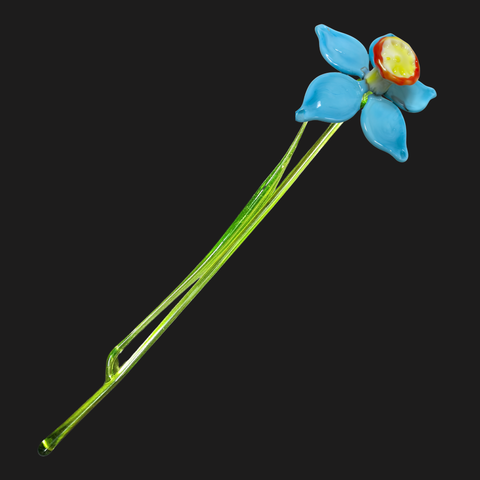 Aqua Glass Daffodil, Handcrafted Glass Flower, Hand Made In Ukraine Using Murano Quality Glass, Great Gift For Flower Lovers, 12 Inch Daffodil