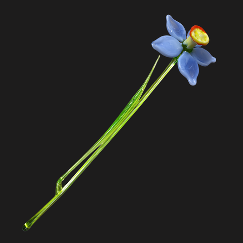 Light Blue Glass Daffodil, Handcrafted Glass Flower, Hand Made In Ukraine Using Murano Quality Glass, Great Gift For Flower Lovers, 12 Inch Daffodil