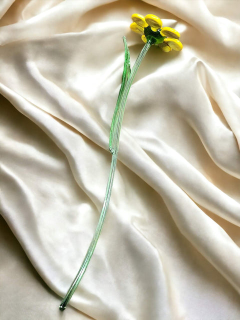 Yellow Glass Daisy, Handcrafted Glass Flower, Hand Made In Ukraine Using Murano Quality Glass, Great Gift For Flower Lovers, 12 Inch Daisy