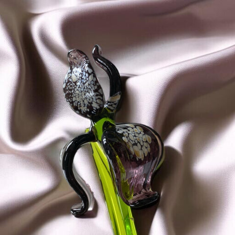 Purple Glass Iris, Handcrafted Glass Flower, Hand Made In Ukraine Using Murano Quality Glass, Great Gift For Flower Lovers, 12 Inch Iris