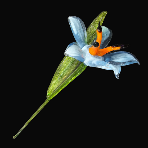 Light Blue Glass Lily, Handcrafted Glass Flower, Hand Made In Ukraine Using Murano Quality Glass, Great Gift For Flower Lovers, 12 Inch Lily
