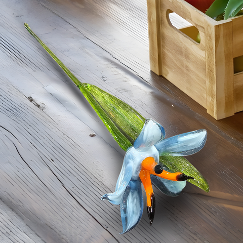 Light Blue Glass Lily, Handcrafted Glass Flower, Hand Made In Ukraine Using Murano Quality Glass, Great Gift For Flower Lovers, 12 Inch Lily