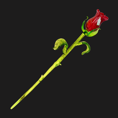 Red Glass Rose, Handcrafted Glass Flower, Hand Made In Ukraine Using Murano Quality Glass, Great Gift For Flower Lovers, 12 Inch Rose
