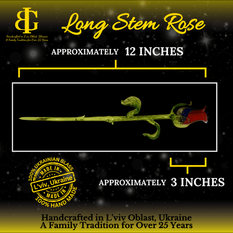 Yellow Orange Glass Rose - Handcrafted Long Stem Flower