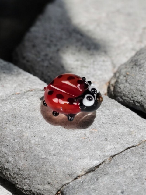 Glass Ladybug Figurine, Handmade Murano Quality Design - Small