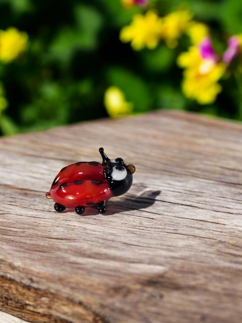 Glass Ladybug Figurine, Handmade Murano Quality Design - Small