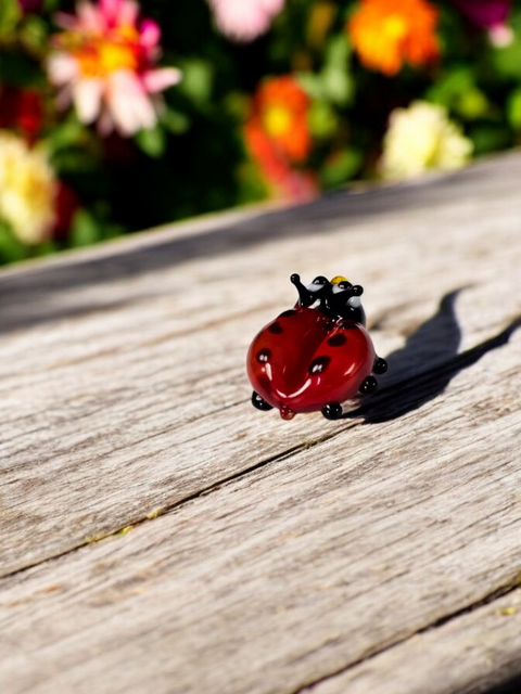 Glass Ladybug Figurine, Handmade Murano Quality Design - Small