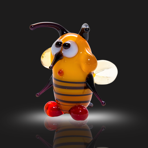 Standing Bee Figurine, Mini Glass Murano Quality Lampworking Glass Figurine, Hand Made In Ukraine, A Great Addition To Your Collection