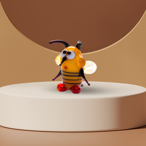 Standing Bee Figurine, Mini Glass Murano Quality Lampworking Glass Figurine, Hand Made In Ukraine, A Great Addition To Your Collection