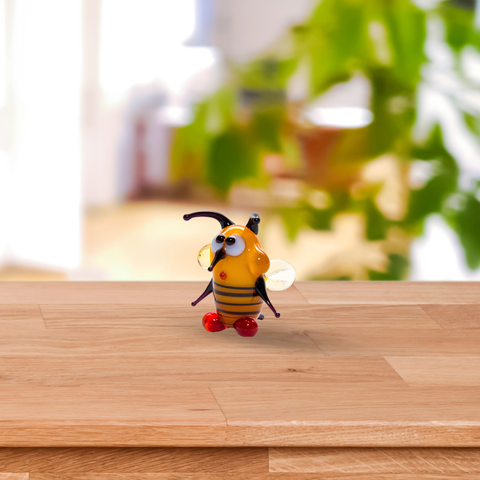 Standing Bee Figurine, Mini Glass Murano Quality Lampworking Glass Figurine, Hand Made In Ukraine, A Great Addition To Your Collection