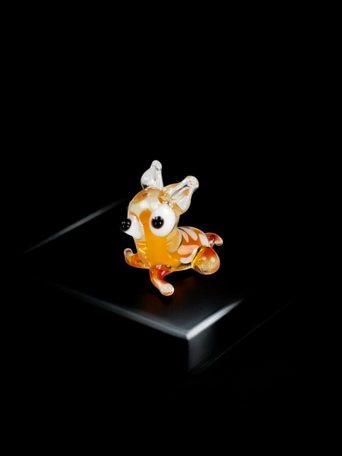 Glass Resting Deer Figurine, Handmade Murano Quality Design - Small