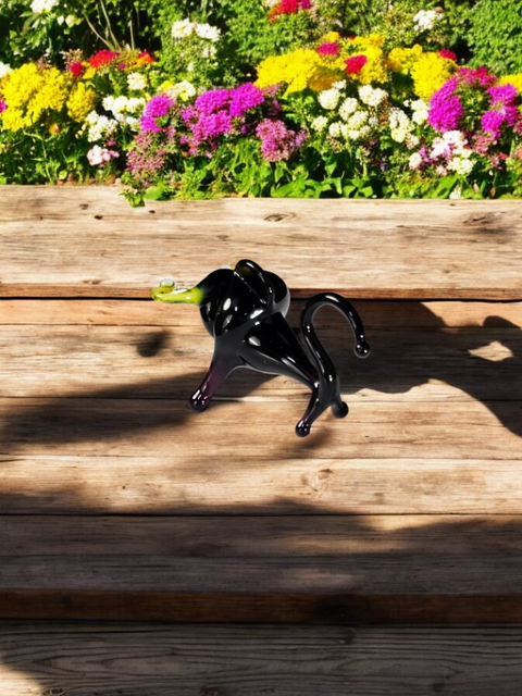 Black Glass Bull Figurine, Handmade Murano Quality Design - Small