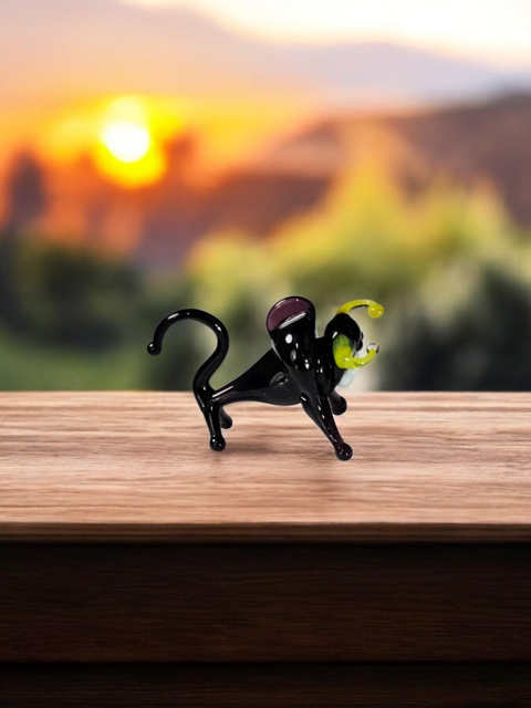 Black Glass Bull Figurine, Handmade Murano Quality Design - Small