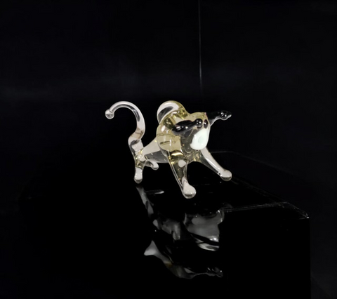 Grey Glass Bull Figurine, Handmade Murano Quality Design - Small