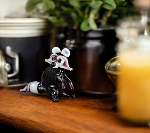 Glass Raccoon Figurine, Handmade Murano Quality Design - Small