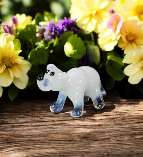 Glass Polar Bear Figurine, Handmade Murano Quality Design - Small