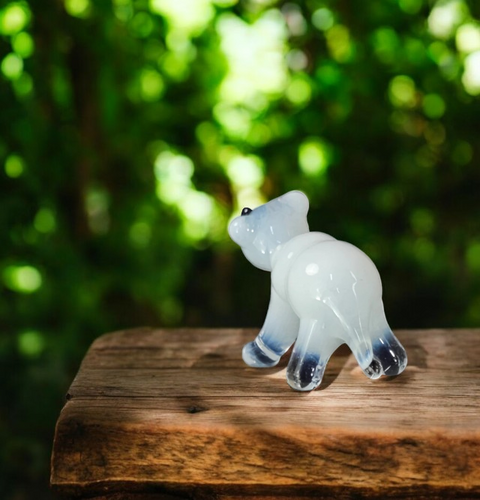 Glass Polar Bear Figurine, Handmade Murano Quality Design - Small