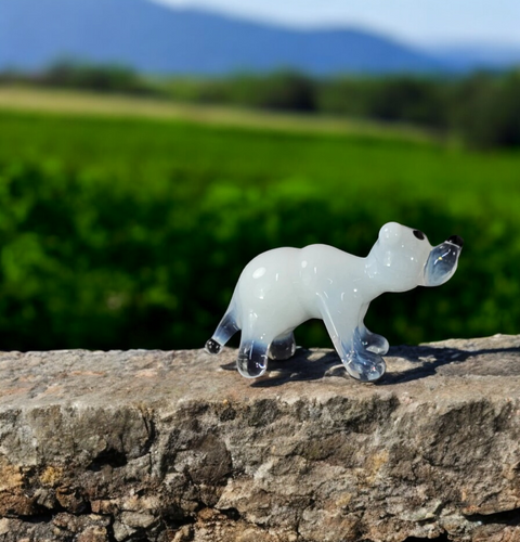 Glass Polar Bear Figurine, Handmade Murano Quality Design - Small