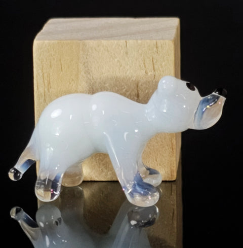 Glass Polar Bear Figurine, Handmade Murano Quality Design - Small