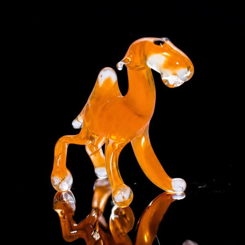 Orange Camel Figurine, Mini Glass Murano Quality Lampworking Glass Figurine, Hand Made In Ukraine, A Great Addition To Your Collection
