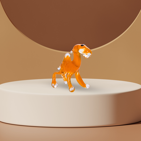 Orange Camel Figurine, Mini Glass Murano Quality Lampworking Glass Figurine, Hand Made In Ukraine, A Great Addition To Your Collection