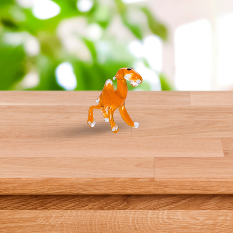 Orange Camel Figurine, Mini Glass Murano Quality Lampworking Glass Figurine, Hand Made In Ukraine, A Great Addition To Your Collection