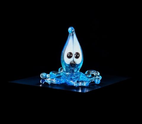 Blue Glass Squid Figurine, Handmade Murano Quality Design - Small