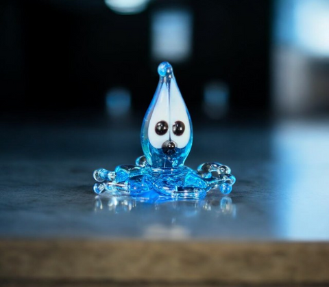 Blue Glass Squid Figurine, Handmade Murano Quality Design - Small