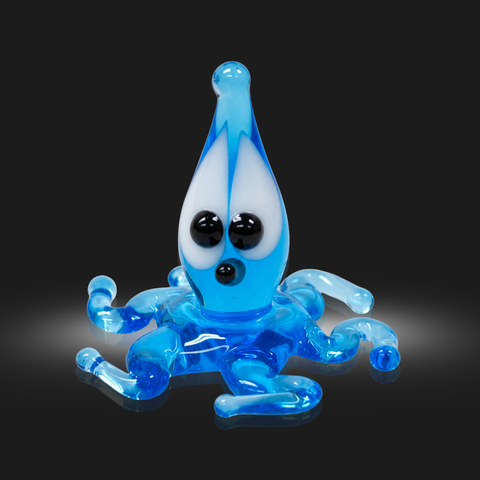 Light Blue Squid Figurine, Mini Glass Murano Quality Lampworking Glass Figurine, Hand Made In Ukraine, A Great Addition To Your Collection