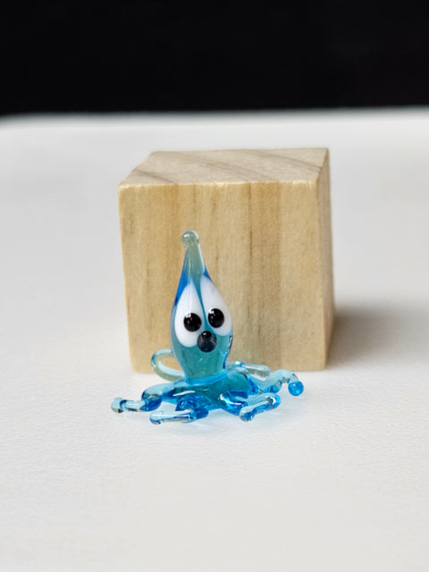 Light Blue Squid Figurine, Mini Glass Murano Quality Lampworking Glass Figurine, Hand Made In Ukraine, A Great Addition To Your Collection