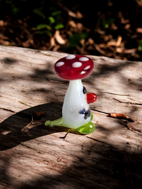 Glass Mushroom Head Figurine, Handmade Murano Quality Design - Small