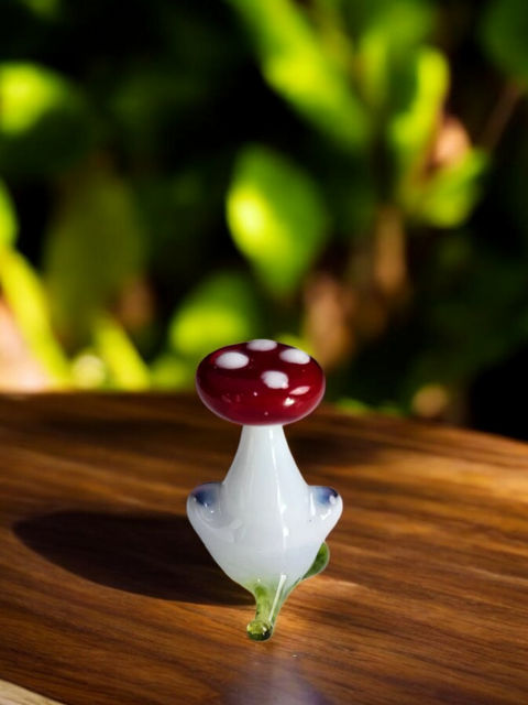 Glass Mushroom Head Figurine, Handmade Murano Quality Design - Small