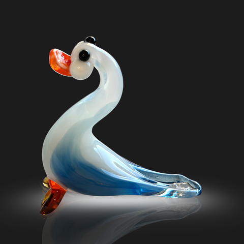 Blue Glass Goose Figurine, Mini Glass Murano Quality Lampworking Glass Figurine, Hand Made In Ukraine, A Great Addition To Your Collection