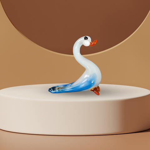 Blue Glass Goose Figurine, Mini Glass Murano Quality Lampworking Glass Figurine, Hand Made In Ukraine, A Great Addition To Your Collection
