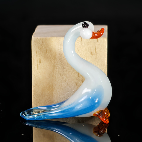 Blue Glass Goose Figurine, Mini Glass Murano Quality Lampworking Glass Figurine, Hand Made In Ukraine, A Great Addition To Your Collection