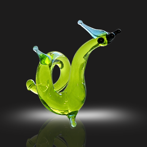 Green Chinese Dragon Figurine, Mini Glass Murano Quality Lampworking Glass Figurine, Hand Made In Ukraine, A Great Addition To Your Collection
