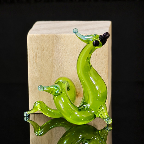 Green Chinese Dragon Figurine, Mini Glass Murano Quality Lampworking Glass Figurine, Hand Made In Ukraine, A Great Addition To Your Collection