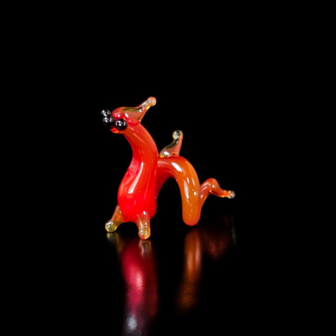 Red Glass Chinese Dragon Figurine, Handmade Murano Quality Design - Small