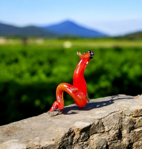 Red Glass Chinese Dragon Figurine, Handmade Murano Quality Design - Small