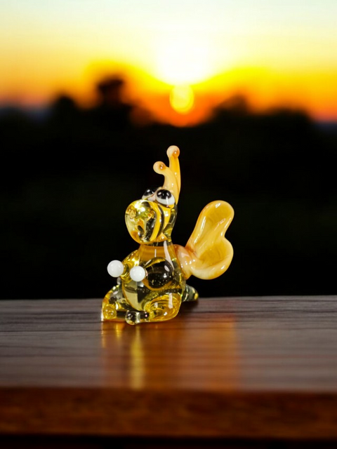 Amber/Ivory Glass Dragon Figurine, Handmade Murano Quality Design - Small