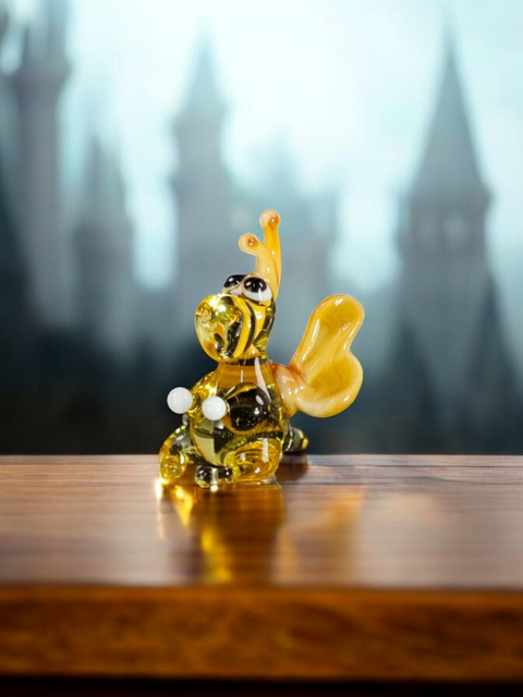 Amber/Ivory Glass Dragon Figurine, Handmade Murano Quality Design - Small