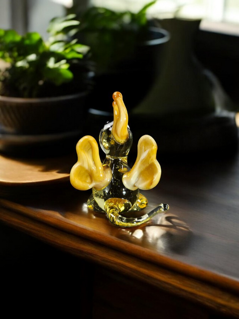 Amber/Ivory Glass Dragon Figurine, Handmade Murano Quality Design - Small