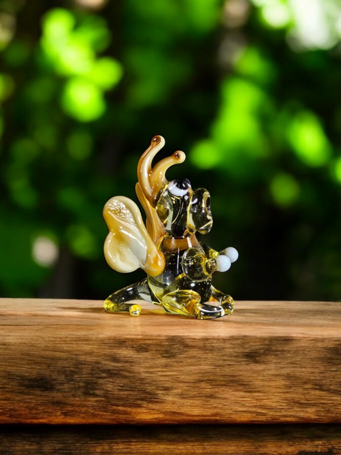 Amber/Ivory Glass Dragon Figurine, Handmade Murano Quality Design - Small